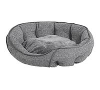 Round Pet Bed 60 x 50 cm Linen Dog Cat Soft Animal Cot Grey Candir