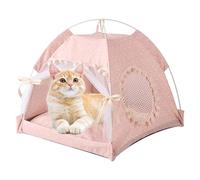 Pet Bed - Cotton, Floral Pattern, Kitten Tent, Cotton Bed, Semi-enclosed Design | Strong Stable Pet Cave For Kittens, Adult Cats With Privacy And Peace, Warm Sleeping Pod