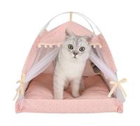 Pet Bed - Cotton, Floral Pattern, Kitten Tent, Cotton Bed, Semi-enclosed Design | Strong Stable Pet Cave For Kittens, Adult Cats With Privacy And Peace, Warm Sleeping Pod