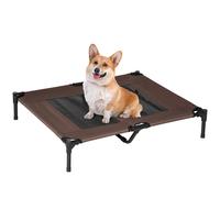 Pet Bed Elevated Brown 92x76x18cm Metal Frame Oxford Texteline Mesh Portable Cot