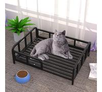 Pet Bed, Elevated Cooling Dog Bed for Large Dogs, Reinforced Metal, Strong Load-Bearing Capacity, 5 Cm Off The Ground, for Warmth In Winter(Black,56 * 42 * 24cm)