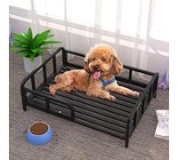 Pet Bed, Elevated Cooling Dog Bed for Large Dogs, Reinforced Metal, Strong Load-Bearing Capacity, 5 Cm Off The Ground, for Warmth In Winter(Black,66 * 48 * 24cm)
