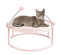 pet bed, Indoor House Mat Luxury Soft Comfy Plush Elevated Cat Bed with Detachable Cover with Spring Ball(Pink)