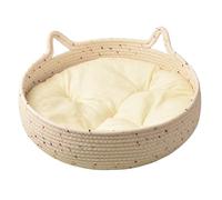 Pet Bed - Round Kitten Nest, Cozy Cat Sleeping Cushion | Soft Cotton Rope Woven Pad, Calming Rest Spot for Puppies and Small Dogs, Comfortable Lounge Mat for Indoor Use, Dorm Room or Apartment
