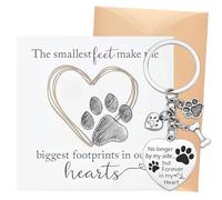 Pet Bereavement Memorial Gifts 4-In-1 Pet Cat Dog Loss Gift Card with Keyring Envelope Dust Bag Paw Bone Heart Keychain Charm Condolence Sympathy Remembrance Gift for Loss Pet Dog Cat Keepsake