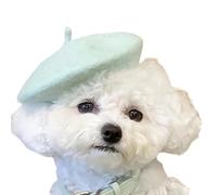 Pet Berets Hat During Party Holiday Photography Props, Mint Green | Wool Design with Drawstring Cord Prevents Slipping, Secure and Comfortable Wear for Dog and Cats During Winter
