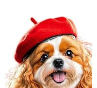 Pet Berets Hat for City Walking Outings, Red | Wool Design with Drawstring Cord Prevents Slipping, Secure and Comfortable Wear for Dog and Cats During Winter