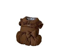 Pet Big Bow Winter Princess Coat Bubble Skirt Fashion Puppy Clothing Traction Warmth Dog Clothes For Small Dogs(Brown,M)