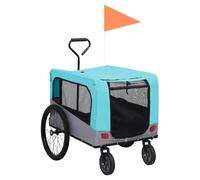 Pet Bike Trailer 63.5x131x107cm Blue/Grey Oxford Fabric & Steel Frame Foldables