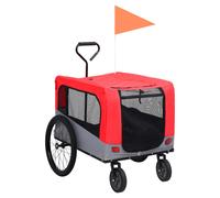 Pet Bike Trailer & Jogging Stroller red grey Oxford Fabric 63.5x131x107 cm steel