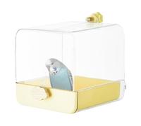 Pet Bird Bath | Clear Parrot Bathtub for Birds,Caged Parrot Bathing Tub with Bottom Drawer, Bird Cage Accessories with Hooks for Little Parrots