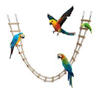 Pet Bird Cage Accessories - Wooden Bird Climbing Swing Toys, Perch Stand, 20 Ladders (115 CM) for Budgie, Rats, Hamster, Squirrel, Sugar Gliders