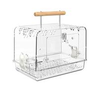 Pet bird cage Acrylic Transparent Portable Cage for Parrots with Wooden Handle Standable Equipped Escape Proof Latch Retro Birdcage