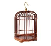 Pet Bird Cage Bamboo Bird Carriers Vintage Bird Cage Household Round Birdcages Portable Flight Cage For Outdoor Yard Lovebirds Canaries(Bruin)