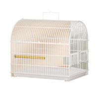 Pet bird cage Metal Birdcage Semi Circular Top Handle Outdoor Bird Villa Drawer Tray Multi Door Parrots Cockatiels Retro Birdcage(White)
