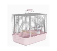 Pet bird cage Parrot Stainless Steel Take-out Cage Horizontal Large Space Portable Bird Transport Retro Birdcage(Pink)