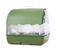 Pet bird cage Transparent Parrot Outdoor Travel Cage Portable Shading Pull-out Base Easy Clean Cockatiels Budgies Retro Birdcage(Green)