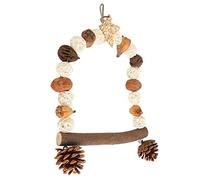 Pet Bird Swing Logs Nuts Rattan Balls Pine Cones Parrots Wooden Swing Toy for Parakeet Cockatoo Cockatiel Safe Non-Hygienic Design for Bird Information (L)