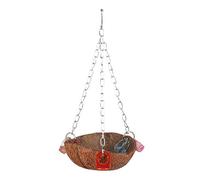 Pet Birds Toy Squirrel Coconut Shell Hanging Basket Sling with Acrylic Rings for Parrot Hammock