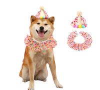 Pet Birthday Hat and Scarf Set - Cute Bandana and Bow Party Supplies for Small Dogs and Cats - Perfect Birthday Decorations for Puppies and Kittens