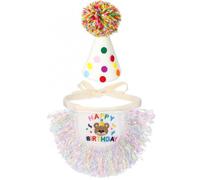 Pet birthday scarf and party hat sets, cute lace bibs, and celebration cone hats for small and medium-sized cats and dogs. (1 PCS)