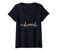 Pet Blue-Tongued Skink Lizard Heartbeat Herpetologist Gift V-Neck T-Shirt