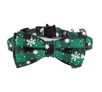 Pet Bow Tie Collar Buffalo Plaid Pattern Adjustable Festive Holiday Neck Wear for Cats Dogs Christmas Halloween Party Wedding Formal Occasions Handmade Removable Design Premium (Green)