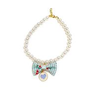 Pet Bowknot Adjustable Collar Jewelry Pendant Princess Pearl Necklace Puppy Collar Decorative Dog Collar Accessories Pet Pearl Collar For Pet Pearl Necklace Collar Pearl Collar For Tiny Pet