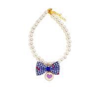 Pet Bowknot Adjustable Collar Jewelry Pendant Princess Pearl Necklace Puppy Collar Decorative Dog Collar Accessories Pet Pearl Collar For Pet Pearl Necklace Collar Pearl Collar For Tiny Pet