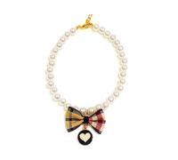 Pet Bowknot Adjustable Collar Jewelry Pendant Princess Pearl Necklace Puppy Collar Decorative Dog Collar Accessories Pet Pearl Collar For Pet Pearl Necklace Collar Pearl Collar For Tiny Pet