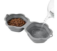 Pet Bowl,2-Compartment Silicone Foldable Feeding - Pet Water Bowl Food Feeder - for Cat Kitten Puppy Small Medium Large Breed Home Indoor Outdoor Camping Travel