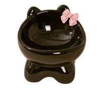 Pet Bowl - Ceramic Raised Cat Bowl, Kitten Shaped Design Dish, Small Animal Water Container, Veterinarian Recommended Angle, Reduced Strain Feature, Perfect for Feeding, 14.5x15.5cm