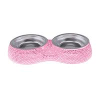 Pet Bowl, Double Stainless Steel Crystal Feed, Rhinestone Metal Food Water Bowl, Sparkling Elevated Dinner Stand, Stylish Feeding Bowl for Puppies, Cats, Small Dogs
