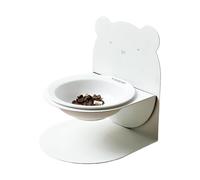 Pet Bowl - Dry Wet Food Slower Feeder for Cat - Meal Holder Spill-Proof Ceramic Dish Tilted for Animals Small Medium Large Breeds Kitten Puppy Healthy Eating Diet