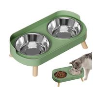 Pet Bowl, Elevated Cat Feeding Dish with Stainless Steel Water Bowl, Easy to Use, Durable Tool, Practical Accessory for Pet Parents Indoor Outdoor Home Office Apartment Garden Park Patio Veterinary Cl