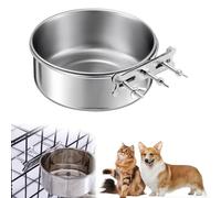 Pet Bowl, Hanging Pet Bowl Sturdy Durable Stainless, Steel Dog Bow ls with Three Bolt Holder, Hanging Bow l Water Bow l Food Feeder, Cage Hangin g Food Bow l Suitable for Pet Dogs Parrots