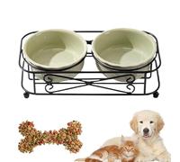 Pet Bowl Set, Raised Ceramic Feeding Dish for Cats Dogs, Water Food Dispenser with Non-Slip Base Holder, Dining Supplies for Indoor Kittens Puppies Travel Outdoor Mealtime Feeding
