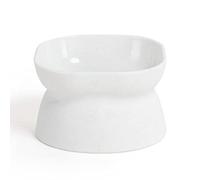 Pet Bowl, Tilted Neck Protection Antislip Raised Cat Food Bowls, Double Pet Food Bowl for Flat-Faced Cats and Small Dogs (White)