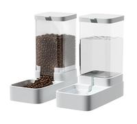 pet bowls, Cat Dog Bowls Gravity Pet Feeder and Water Dispenser Automatic Set Large Capacity 3.8L for Dogs Cats Pets Animals,White