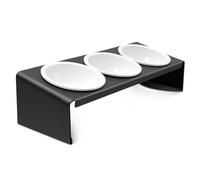 pet bowls, Cat Food Bowls Ceramic Pet Bowl With 15° Tilted Metal Stand Food and Water Feeding Set for Cats Dog,Black