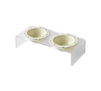 Pet Bowls, Ceramics Raised Dog Bowls with Acrylic Stand Elevated Dog Bowl for Small Medium Dog Food and Water Pet Feeding Bowl(White)