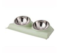pet bowls, Double Pet Bowl with Raised Stand Cat Dog Bowls 15 Degree Tilted Non Slip Cat Food Water Feeding Bowls,Green