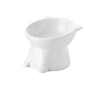 Pet Bowls, Elevated Cat Bowl, Ceramic Tilted Cat Food Bowl, Anti Vomiting, Stress Free on Neck and Spine, Spill-Proof, Anti-Tipping, Raised Cat Bowls for Indoor Cats, Dry/Wet Food(White)