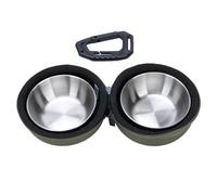 Pet Bowls Travel Pet Feeder Bowl, Stainless Steel, Double Setup, Space-Saving Design, Ideal for Outdoor Adventures, Convenient EVA Storage Bag (OD Green)
