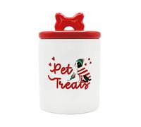 Pet Brands Cath Kidston Ceramic Dog Treat Container (1.6L), Treat Jar for Kitchen Worktops, Dog Food Storage Canister with Airtight Lid, Dishwasher Safe, 13.5 x 17cm | Hearts & Roses Print