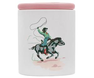 Pet Brands Cath Kidston Ceramic Dog Treat Jar | 1.5L Biscuit Jar | Rubber Seal Airtight Lid | Dishwasher Safe | Dog & Cat Food Storage Container | Cow Girl Print | 13.5 x 17cm