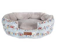 Pet Brands Cath Kidston Cosy Dog Bed, London Print Oval Pet Bed with Reversible Inner - L78xW60xH29cm, Multi
