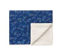 Pet Brands Cath Kidston Dog Fleece Blanket, Flora Fauna Print Pet Blanket - 100x120cm, Blue