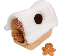 Hide & Seek Dog Toys for Boredom, Festive Gingerbread House Interactive Plush Puzzle Brain Training IQ Dog Toy with 3 Squeak Toys