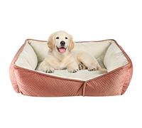 Pet Brands Dog Bed Sofa Medium, Soft Warm Premium Quilted Inner, Non Slip Base, Coral - 60x50x20cm
